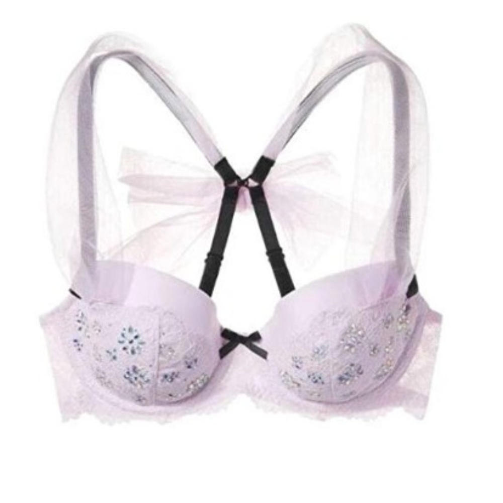 VS Dream Angels Lined Demi Bra with Rhinestones